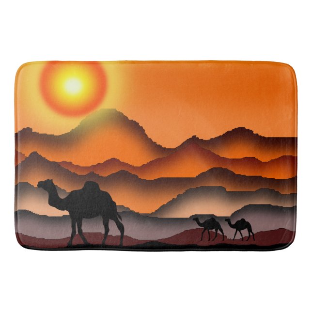 Alfombrilla De Baño Sunset Desert Camels Bath Mat (Anverso)