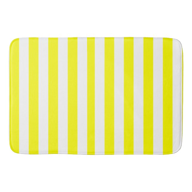 Alfombrilla De Baño Sunshine Yellow and White Striped Print (Anverso)