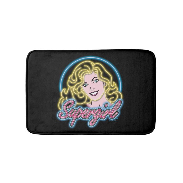 Alfombrilla De Baño Supergirl Retro Neon Lights Graphic (Anverso)