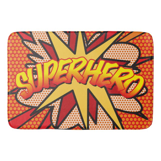 Alfombrilla De Baño SUPERHERO Fun Retro Libro Pop Art (Anverso)