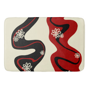 Alfombrilla De Baño Surco de margarita - Rojo y crema