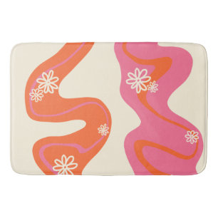 Alfombrilla De Baño Surco de margarita - rosa, Naranja y crema