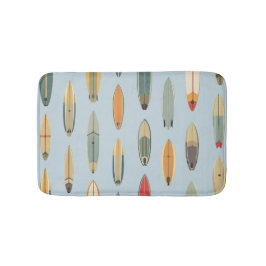 Alfombrilla De Baño Surf Life | Retro Coastal Blue Surfboard Graphic