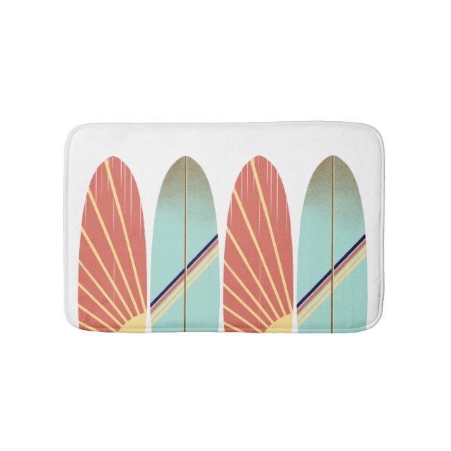 Alfombrilla De Baño Surfboard Guay retro rojo y azul (Anverso)