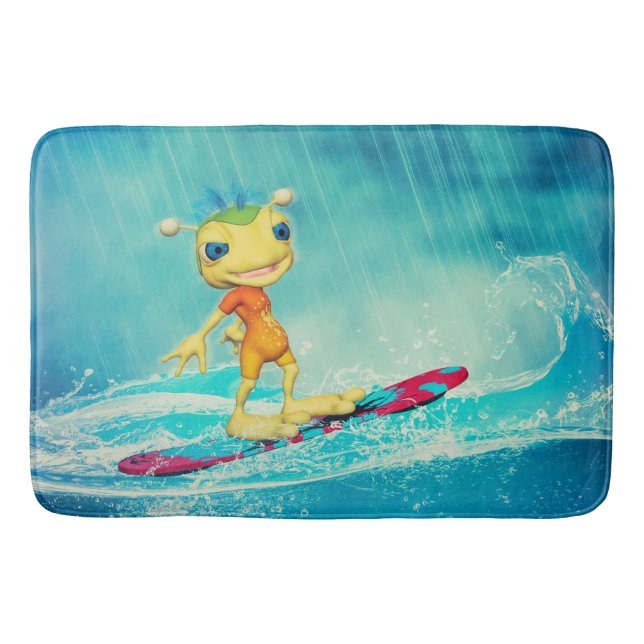 Alfombrilla De Baño Surfing Alien (Anverso)
