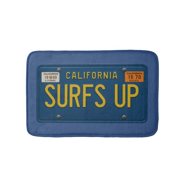 Alfombrilla De Baño Surfs Up Retro 1969 California License Plate Surf (Anverso)