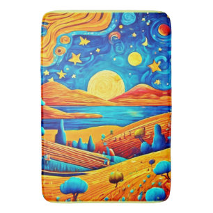 Alfombrilla De Baño Surrealismo nocturno estrellado arte Personalizado