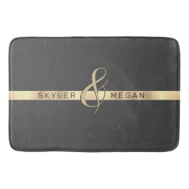 Alfombrilla De Baño Sus nombres y sus nombres, banda de oro en gris os