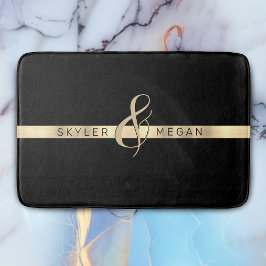 Alfombrilla De Baño Sus nombres y sus nombres, banda de oro en negro