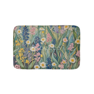 Alfombrilla De Baño Susurros de pradera: Flores silvestres pasteles