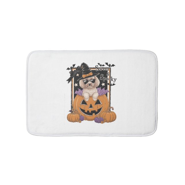 Alfombrilla De Baño Sweet and Spooky Poodle and Pumpkin (Anverso)