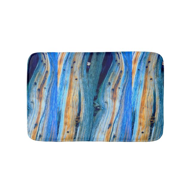 Alfombrilla De Baño tablas de granos azules meteorizadas (Anverso)