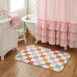 Alfombrilla De Baño Tablero de ajedrez colorido