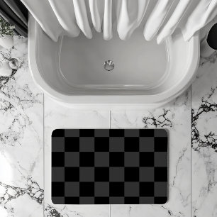 Alfombrilla De Baño Tablero de ajedrez negro clásico y negro humeante
