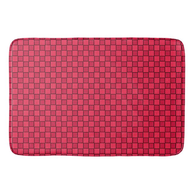 Alfombrilla De Baño Tablero de ajedrez rojo negro (Anverso)
