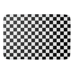 Alfombrilla De Baño Tablero de damas blanco y negro