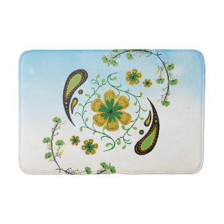 Alfombrilla De Baño Taiji Flower – Green & Yellow Botanical Art