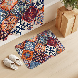 Alfombrilla De Baño Talavera Tles Orange Sky Navy Blue Burgundy Red