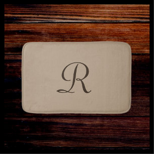 Alfombrilla De Baño Tan Monogramed Plush Bath Mat