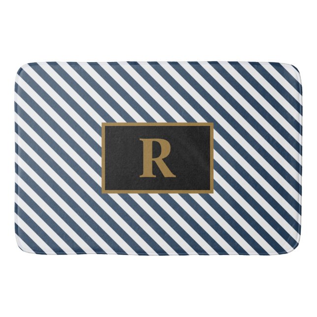 Alfombrilla De Baño Tapa de baño de rayas azules/blancas (Anverso)