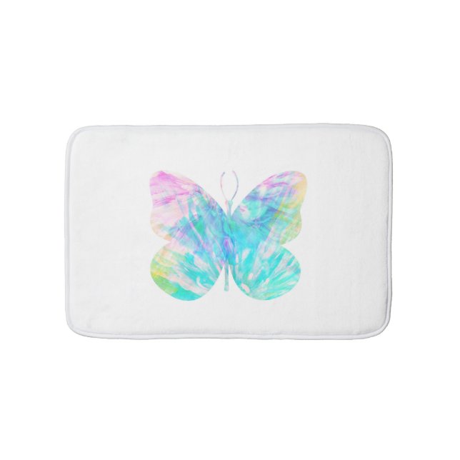 Alfombrilla De Baño Tapa de mariposa de color agua (Anverso)
