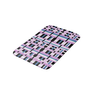 Alfombrilla De Baño Tapado en azul pizarra, orquídea, negro y blanco