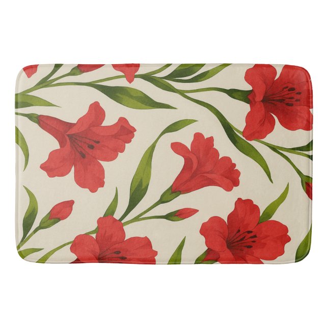 Alfombrilla De Baño Tapete de Banheiro florais vermelha  (Anverso)