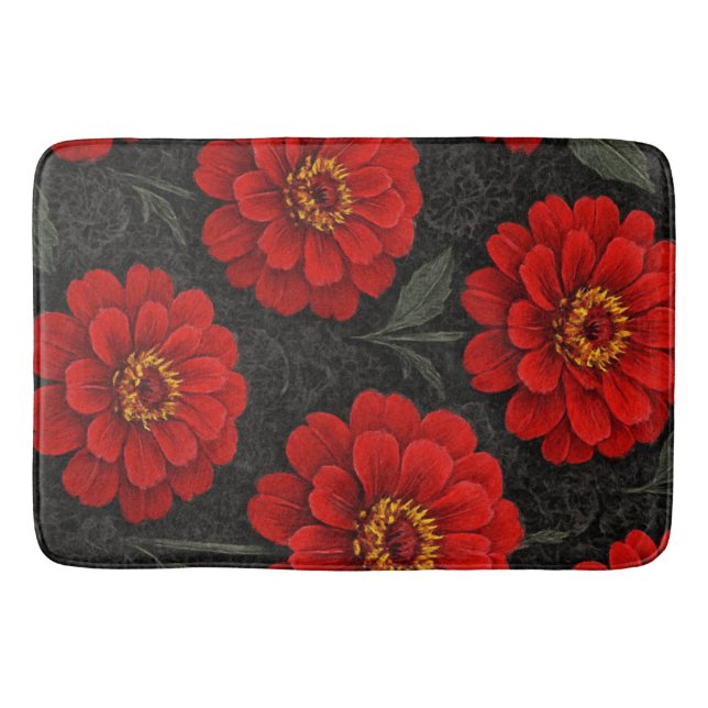 Alfombrilla De Baño Tapete Flores de Zínnia em artes (Anverso)