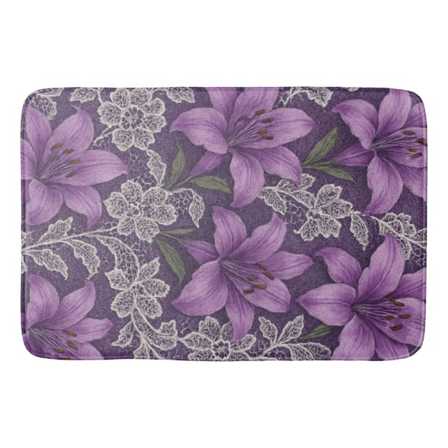 Alfombrilla De Baño tapete lírios e renda design  (Anverso)