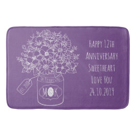 Alfombrilla De Baño Tarro de albañil a mano del ramo de los