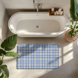 Alfombrilla De Baño Tartan Moderno Azul Taupe