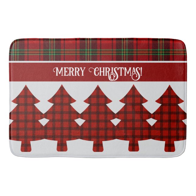 Alfombrilla De Baño Tartán rojo negro verde acogedor (Anverso)
