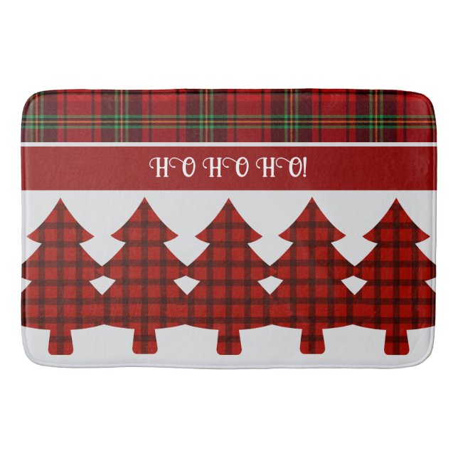 Alfombrilla De Baño Tartán rojo negro verde acogedor (Anverso)