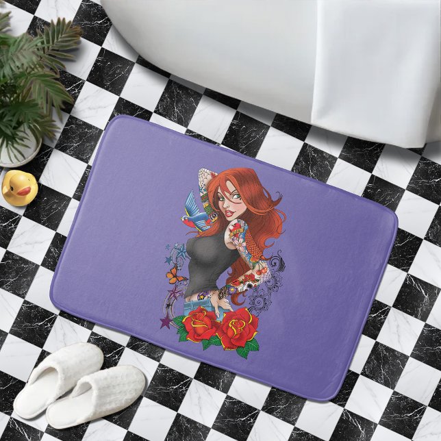 Alfombrilla De Baño Tattoos de la mujer de Redhead (Subido por el creador)