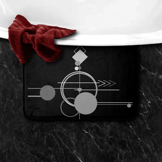 Alfombrilla De Baño Tatuajes Art Deco Moderno | Minimalismo monocromo (Subido por el creador)
