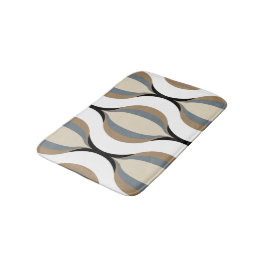 Alfombrilla De Baño Taupe Beige Marrón Gris Blanco Negro Ondas Ogee