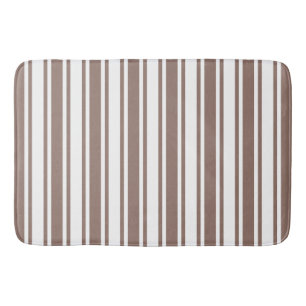 Alfombrilla De Baño Taupe rayas de caramelos marrones y blancos