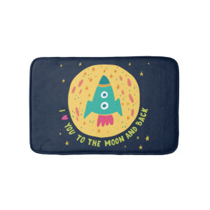 Alfombrilla De Baño Te amo a la luna y al Rocketship trasero