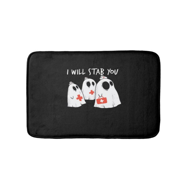 Alfombrilla De Baño Te Apuñalaré Enfermera Graciosa RN Halloween Gho (Anverso)