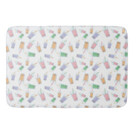 Alfombrilla De Baño Té de Burbujas Patrón Adorable de Boba Pastel Kawa