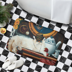 Alfombrilla De Baño Té de gato submarino Steampunk