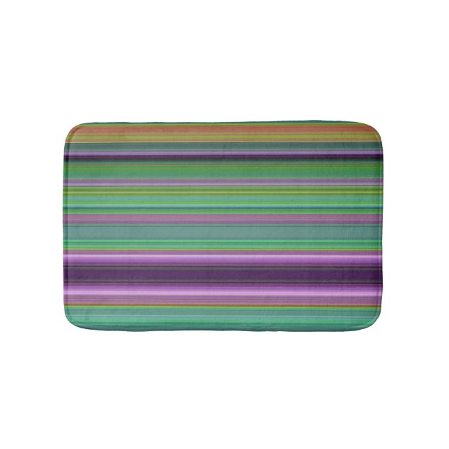 Alfombrilla De Baño Teal Lavender Orange Purple Stripes (Anverso)