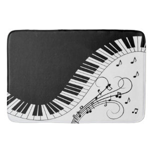 Alfombrilla De Baño Teclado de piano Bath de diseño de música en blanc