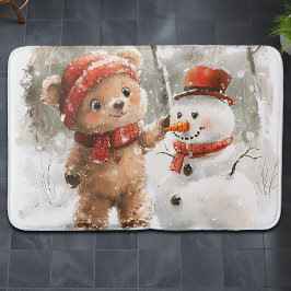 Alfombrilla De Baño Teddy Bear y Snowman