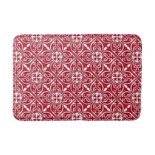Alfombrilla De Baño Teja marroquí - rojo oscuro y blanca