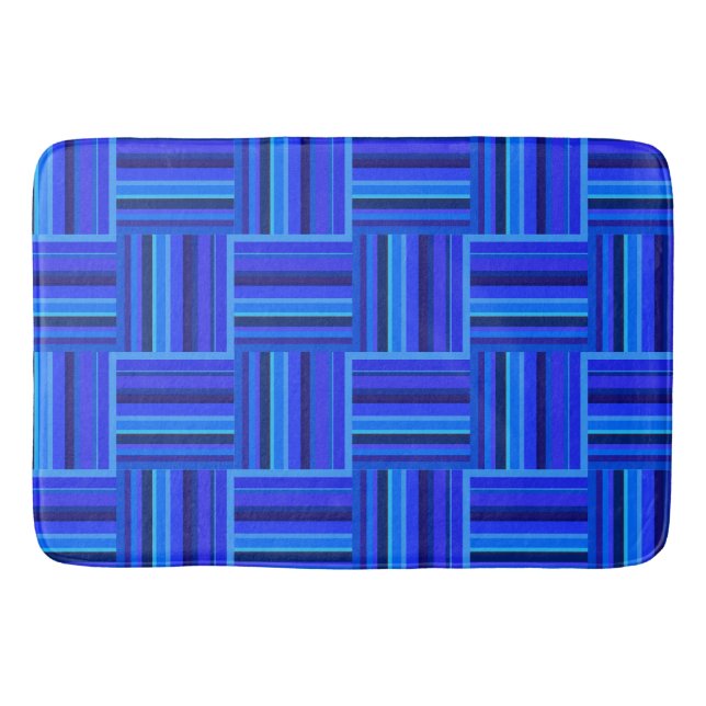 Alfombrilla De Baño Tejido de rayas azules (Anverso)