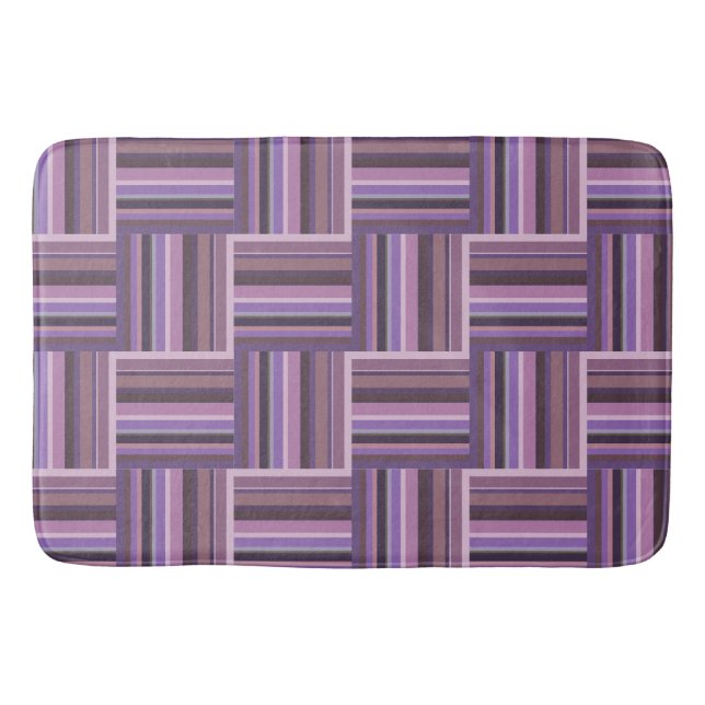 Alfombrilla De Baño Tejido de rayas malvas (Anverso)