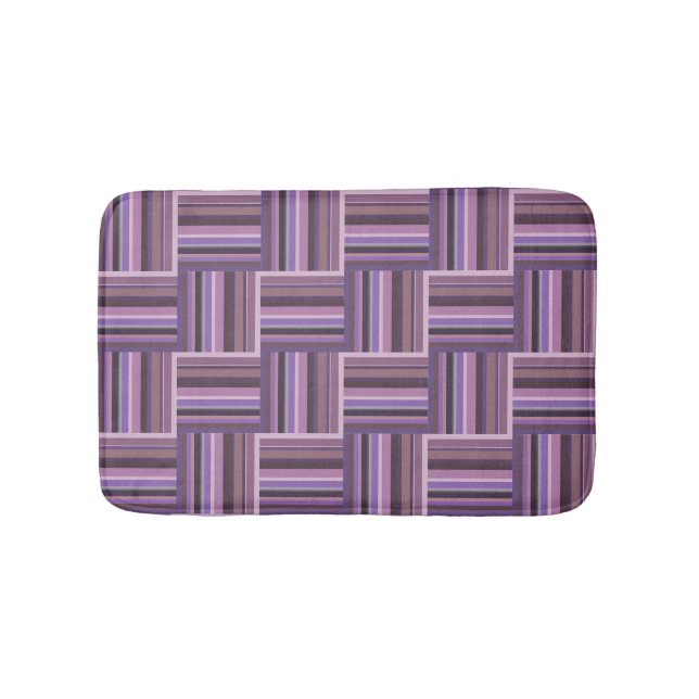 Alfombrilla De Baño Tejido de rayas malvas (Anverso)
