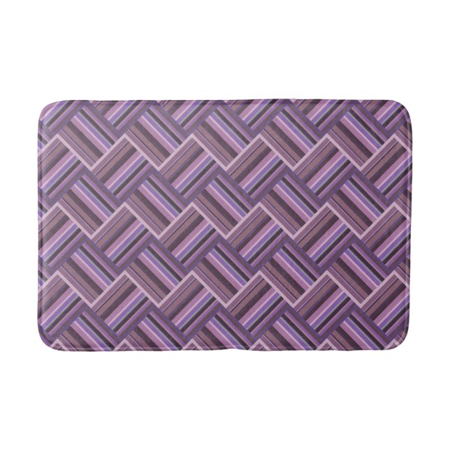 Alfombrilla De Baño Tejido diagonal de rayas malvas (Anverso)