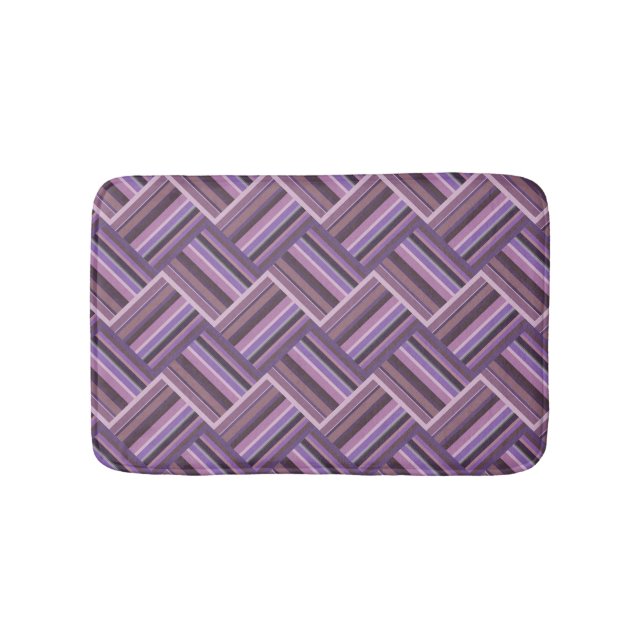 Alfombrilla De Baño Tejido diagonal de rayas malvas (Anverso)